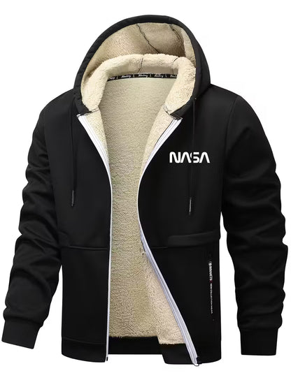 Men'S Heavyweight Full-Zip Hooded Jacket - Thermal Insulated Winter Coat with Front Zipper Closure