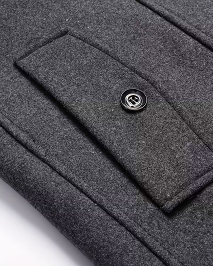 Warme Herren-Herbst-/Winterjacke mit umklappbarem Kragen und abnehmbarem Reißverschlussschal