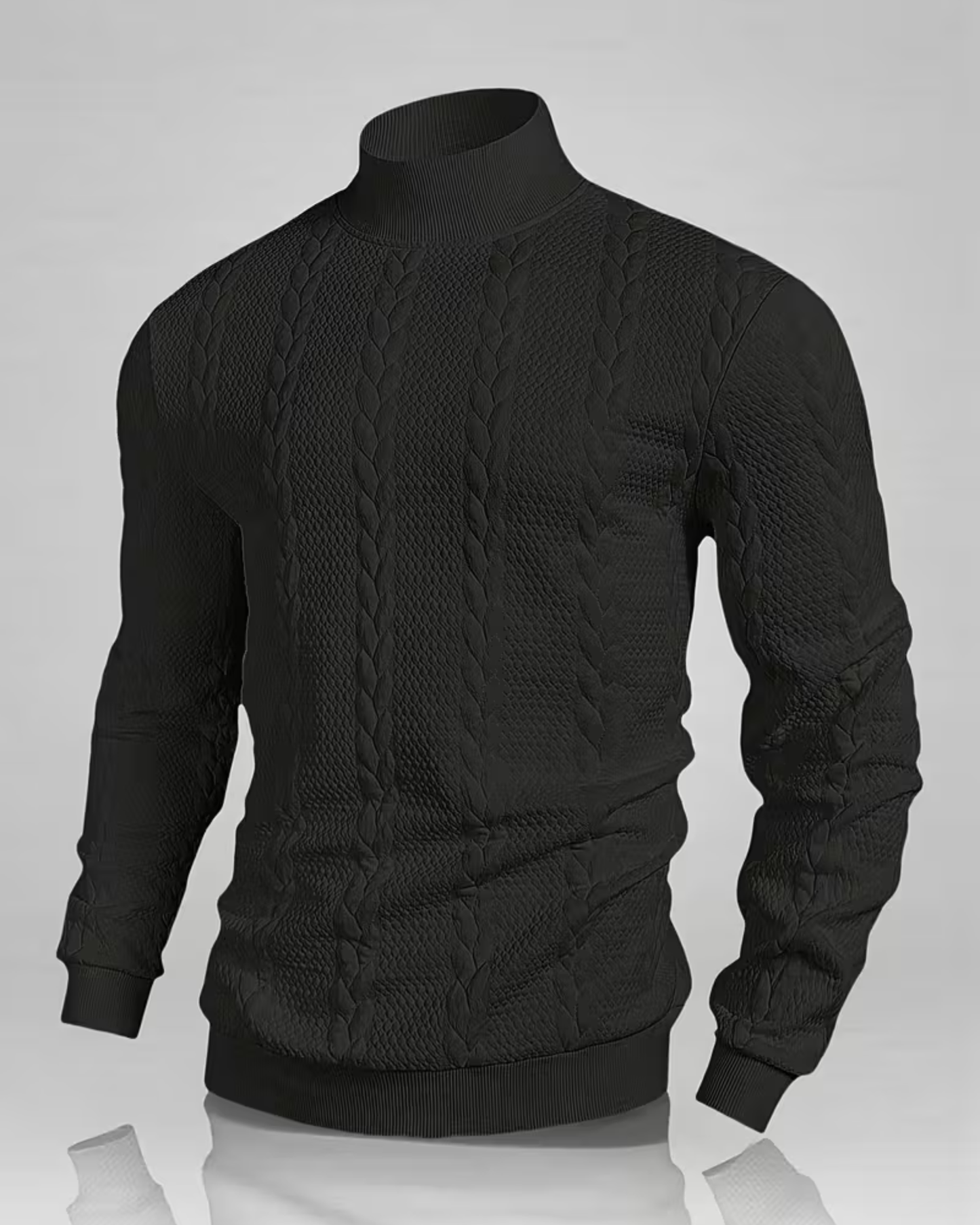 Herren-Langarm-Sweatshirt mit hohem Kragen, ideal für Herbst und Winter.