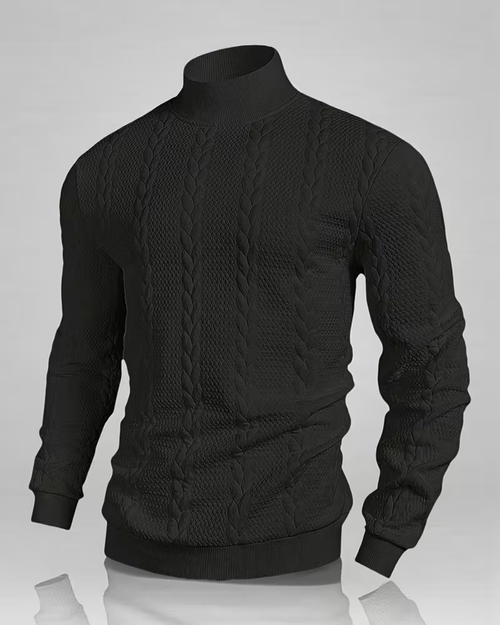 Herren-Langarm-Sweatshirt mit hohem Kragen, ideal für Herbst und Winter.