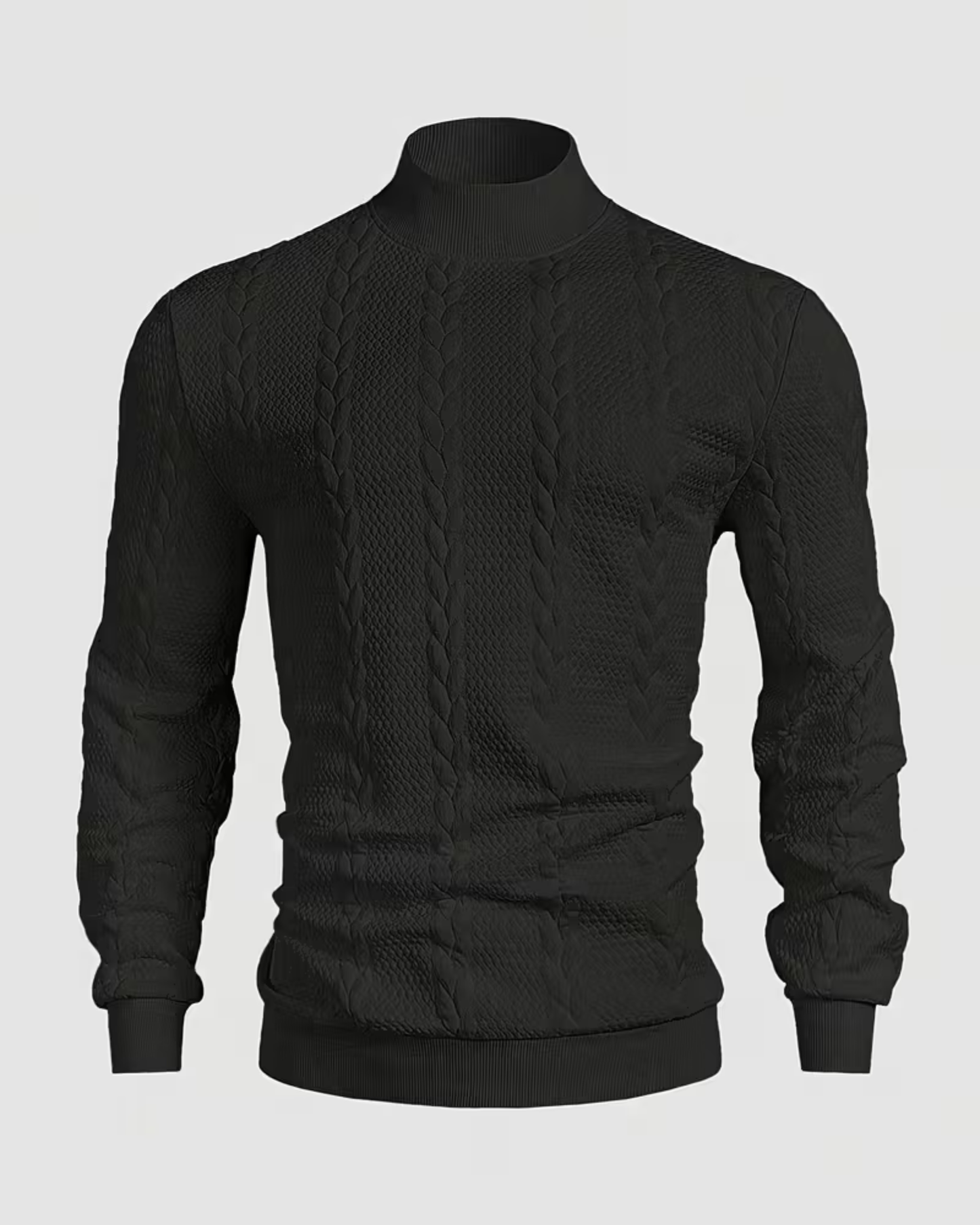 Herren-Langarm-Sweatshirt mit hohem Kragen, ideal für Herbst und Winter.