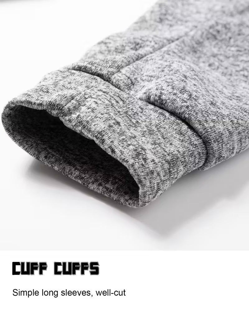 3pcs Men'S Half-Zip Stand Collar Sweatshirt, Warm Zip-Up Pullover with Solid Color Minimalist Fashion