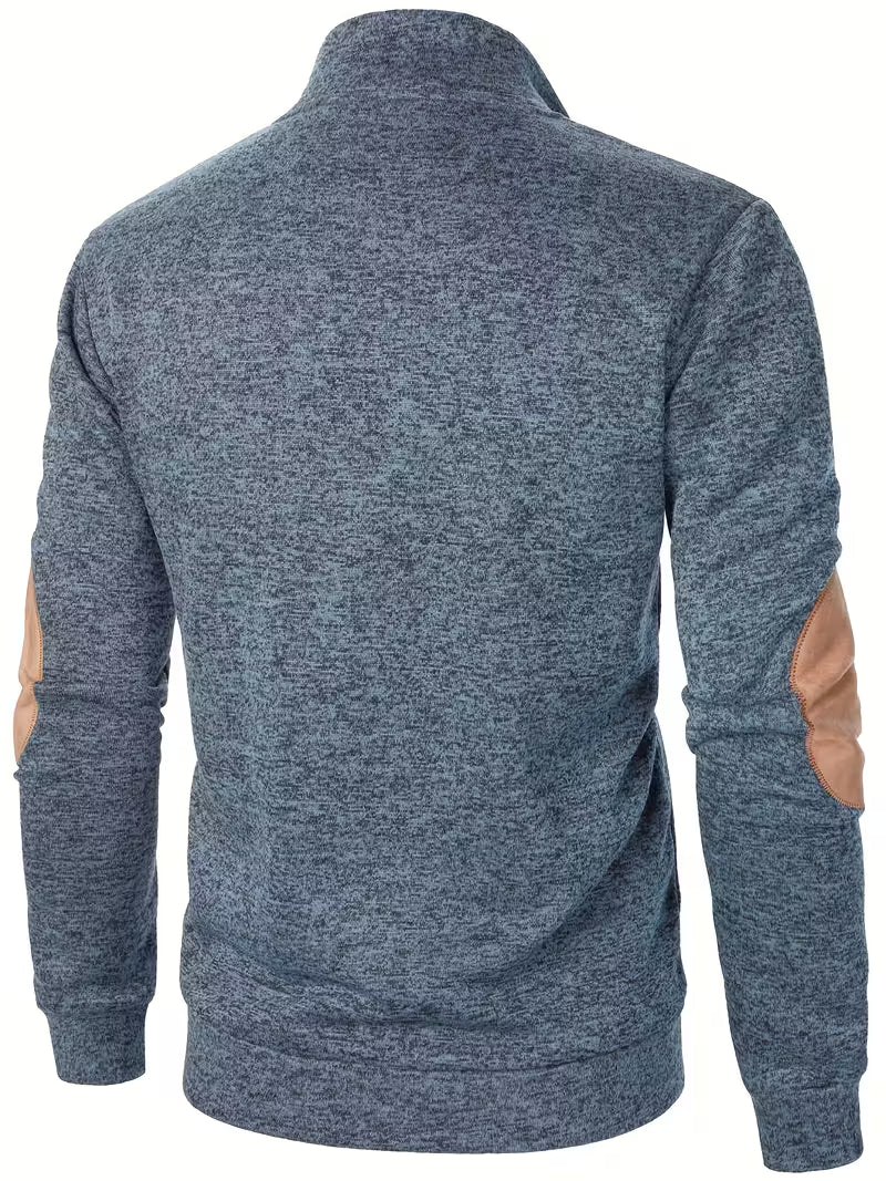 3pcs Men'S Casual Knit Sweaters - Long Sleeve, Button-Up Collar, Solid Color, Regular Fit for Golf & Camping