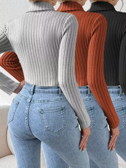 3pcs Women'S Elegant High Neck Bodysuits