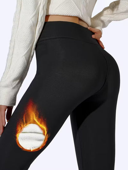 Women'S High-Waist Stretchy Leggings with Plush Fleece Lining