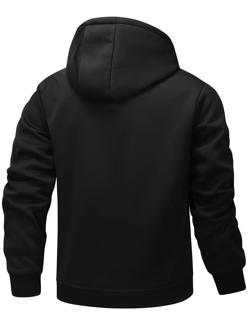 Men'S Heavyweight Full-Zip Hooded Jacket - Thermal Insulated Winter Coat with Front Zipper Closure