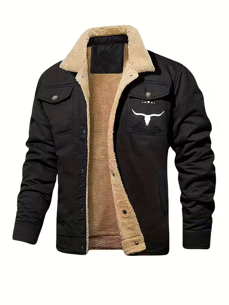 Men'S Stylish Winter Jacket with Bull Head Logo