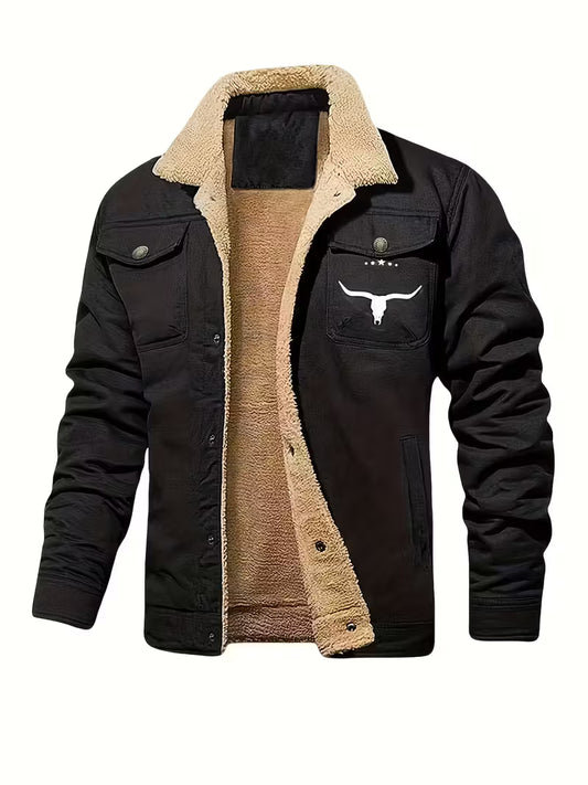 Men'S Stylish Winter Jacket with Bull Head Logo