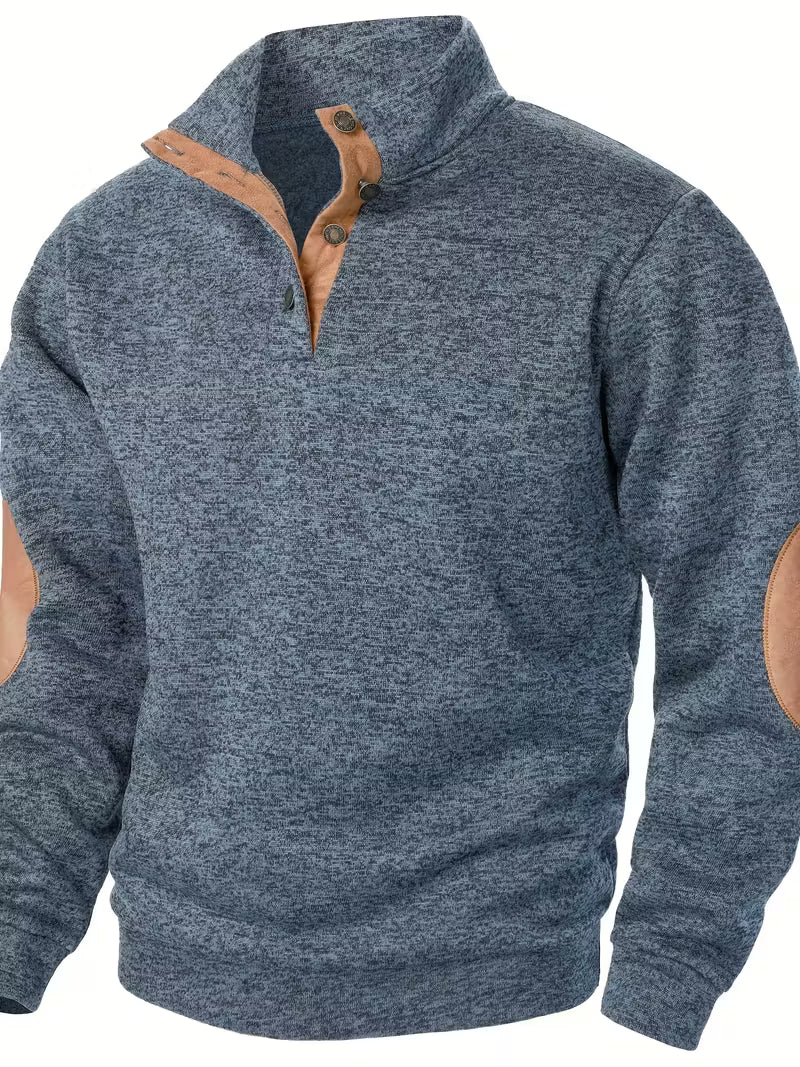 3pcs Men'S Casual Knit Sweaters - Long Sleeve, Button-Up Collar, Solid Color, Regular Fit for Golf & Camping