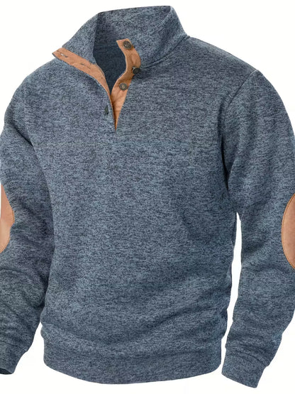 3pcs Men'S Casual Knit Sweaters - Long Sleeve, Button-Up Collar, Solid Color, Regular Fit for Golf & Camping