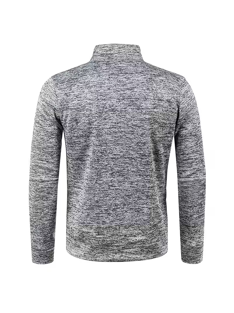 3pcs Men'S Half-Zip Stand Collar Sweatshirt, Warm Zip-Up Pullover with Solid Color Minimalist Fashion