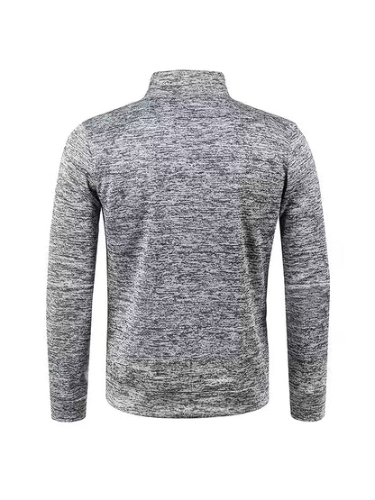 3pcs Men'S Half-Zip Stand Collar Sweatshirt, Warm Zip-Up Pullover with Solid Color Minimalist Fashion