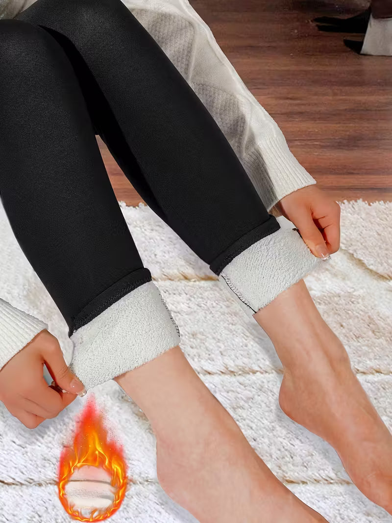 Women'S High-Waist Stretchy Leggings with Plush Fleece Lining