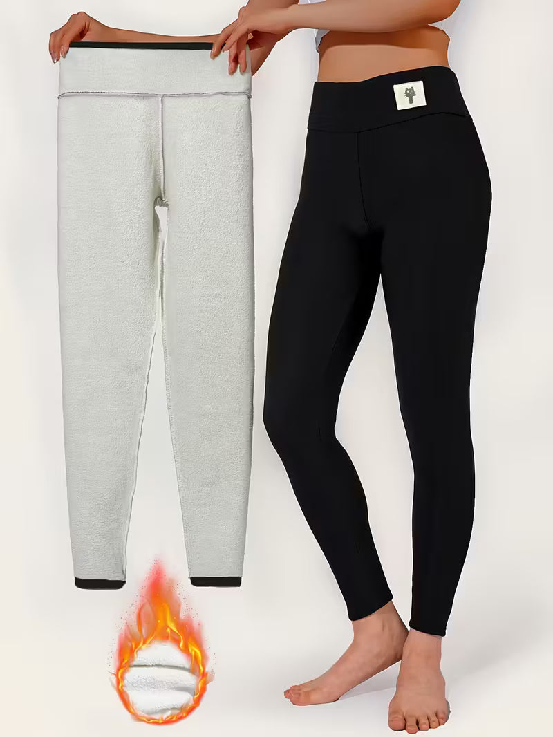 Women'S High-Waist Stretchy Leggings with Plush Fleece Lining