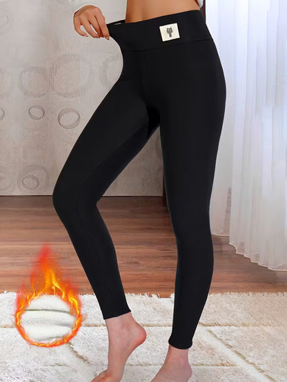 Women'S High-Waist Stretchy Leggings with Plush Fleece Lining