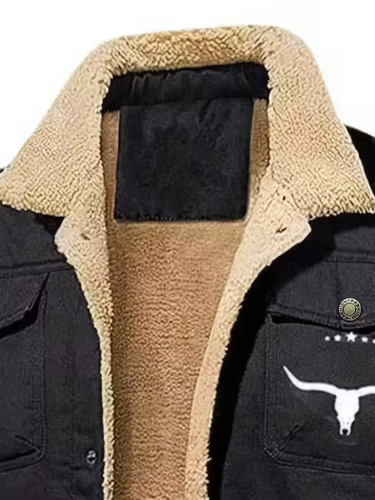 Men'S Stylish Winter Jacket with Bull Head Logo