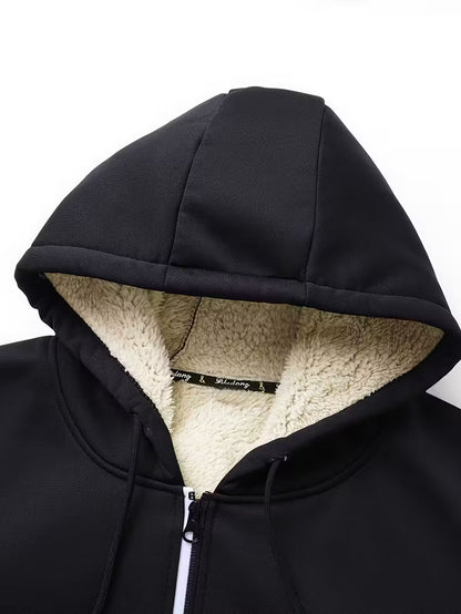 Men'S Heavyweight Full-Zip Hooded Jacket - Thermal Insulated Winter Coat with Front Zipper Closure