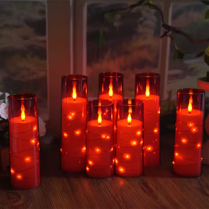 5pcs Red LED Fairy Lights Battery Powered, No Batteries Included, Flameless Candles for Indoor and Outdoor Use