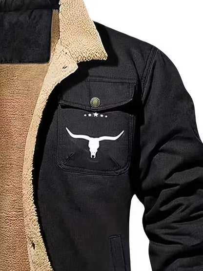 Men'S Stylish Winter Jacket with Bull Head Logo