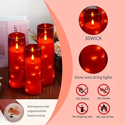 5pcs Red LED Fairy Lights Battery Powered, No Batteries Included, Flameless Candles for Indoor and Outdoor Use