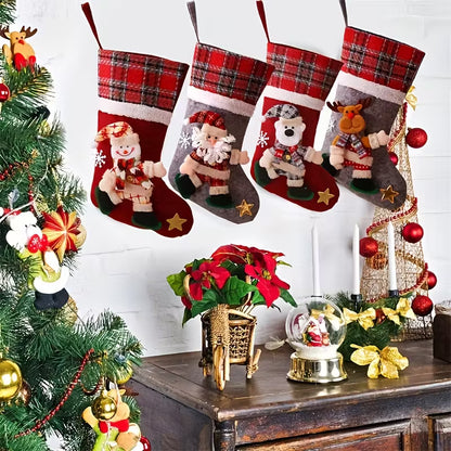 4pcs Christmas Gift Bags, Sock Gift Bags, Christmas Gift Socks, Christmas Decorations