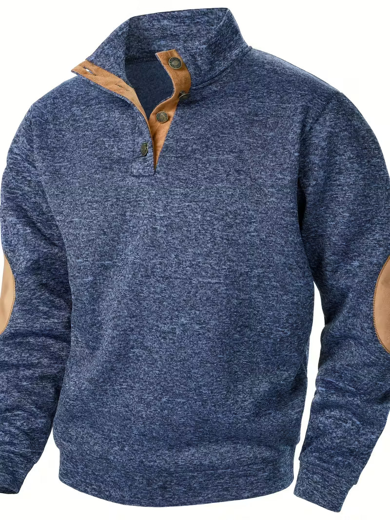 3pcs Men'S Casual Knit Sweaters - Long Sleeve, Button-Up Collar, Solid Color, Regular Fit for Golf & Camping